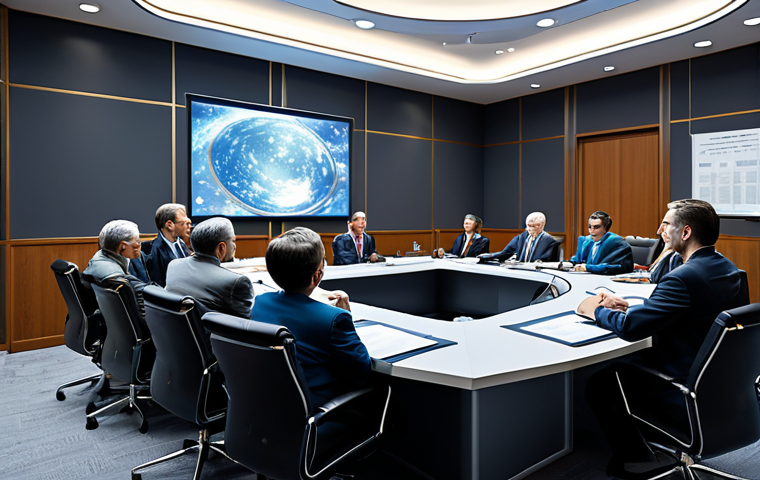 Space Law Conference**

"A professional conference room setting with diverse delegates discussing space law, focusing on asteroid mining regulations, fully clothed, appropriate attire, safe for work, perfect anatomy, natural proportions, legal documents visible, professional lighting, high quality, family-friendly"

**