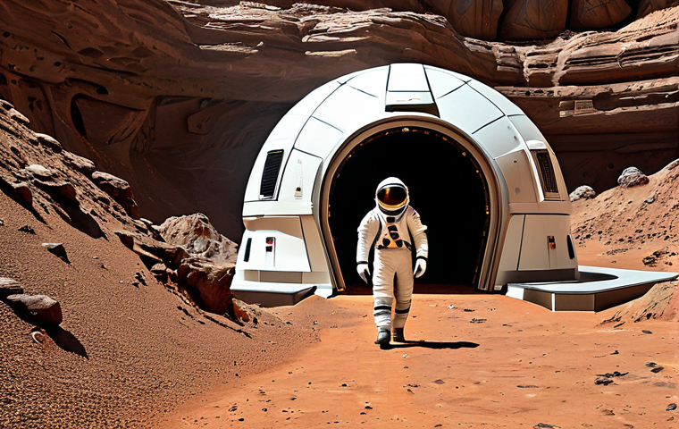 우주 이주를 위한 생명 유지 시스템의 발전 - Vertical Farming Oasis**

"A vibrant vertical farm inside a Martian habitat, lush green plants growi...