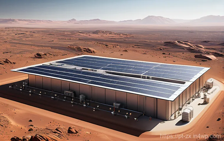 화성 개척을 위한 생명 유지 시스템 - **Prompt for Martian Habitat Interior with Community:**
    "The interior of a brightly lit, spaciou...