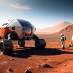 Home 9 화성 이주와 지구 환경의 상관관계 - **Prompt 1: Pioneering Martian Settlement**
A wide, panoramic view of a thriving human settlemen...