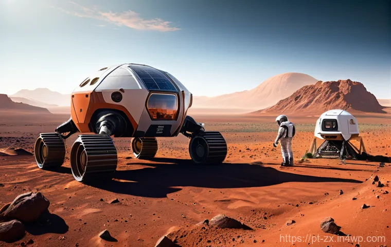 화성 이주와 지구 환경의 상관관계 - **Prompt 1: Pioneering Martian Settlement**
    A wide, panoramic view of a thriving human settlemen...