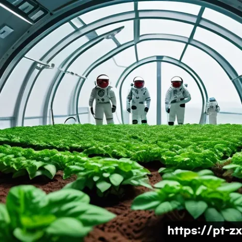 우주 이주 계획의 실행 가능성 검토 - A detailed scene of astronauts in a futuristic Mars colony habitat, wearing advanced space suits wit...