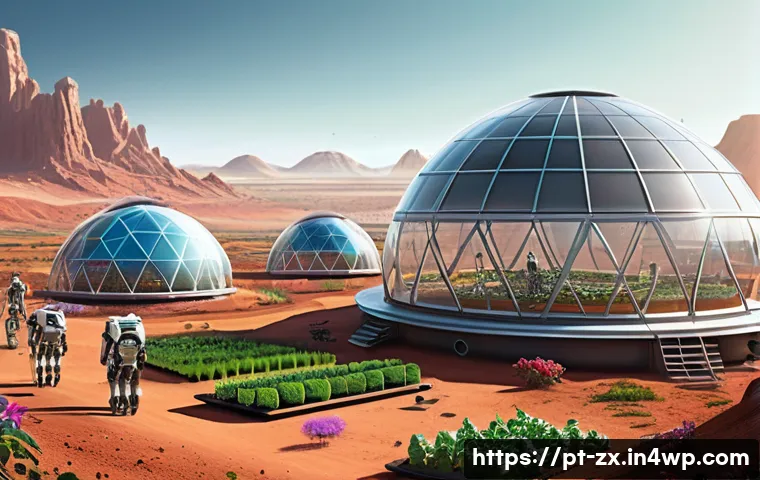 행성간 이주와 인류의 문화적 변화 - A futuristic interplanetary colony scene showcasing diverse human settlers wearing practical space-a...